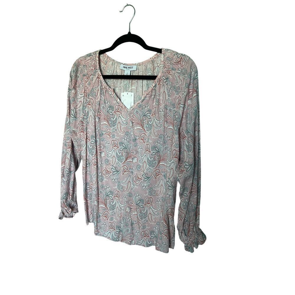 Nine West Jeans NWT Women’s Long Sleeve Multi Color smocked Top Size S